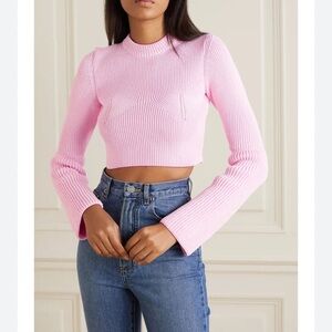 Alaia Detroit ribbed cropped black jumper top